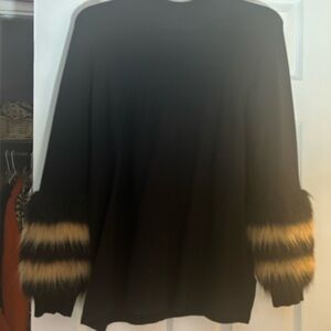 Alfani Black Sweater with Tan Accents